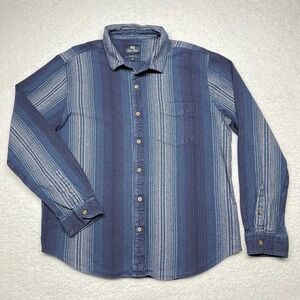 Quiet Storm Surf Shop Shirt Men XL Blue Stripe‎ Classic Fit Heavyweight Cotton